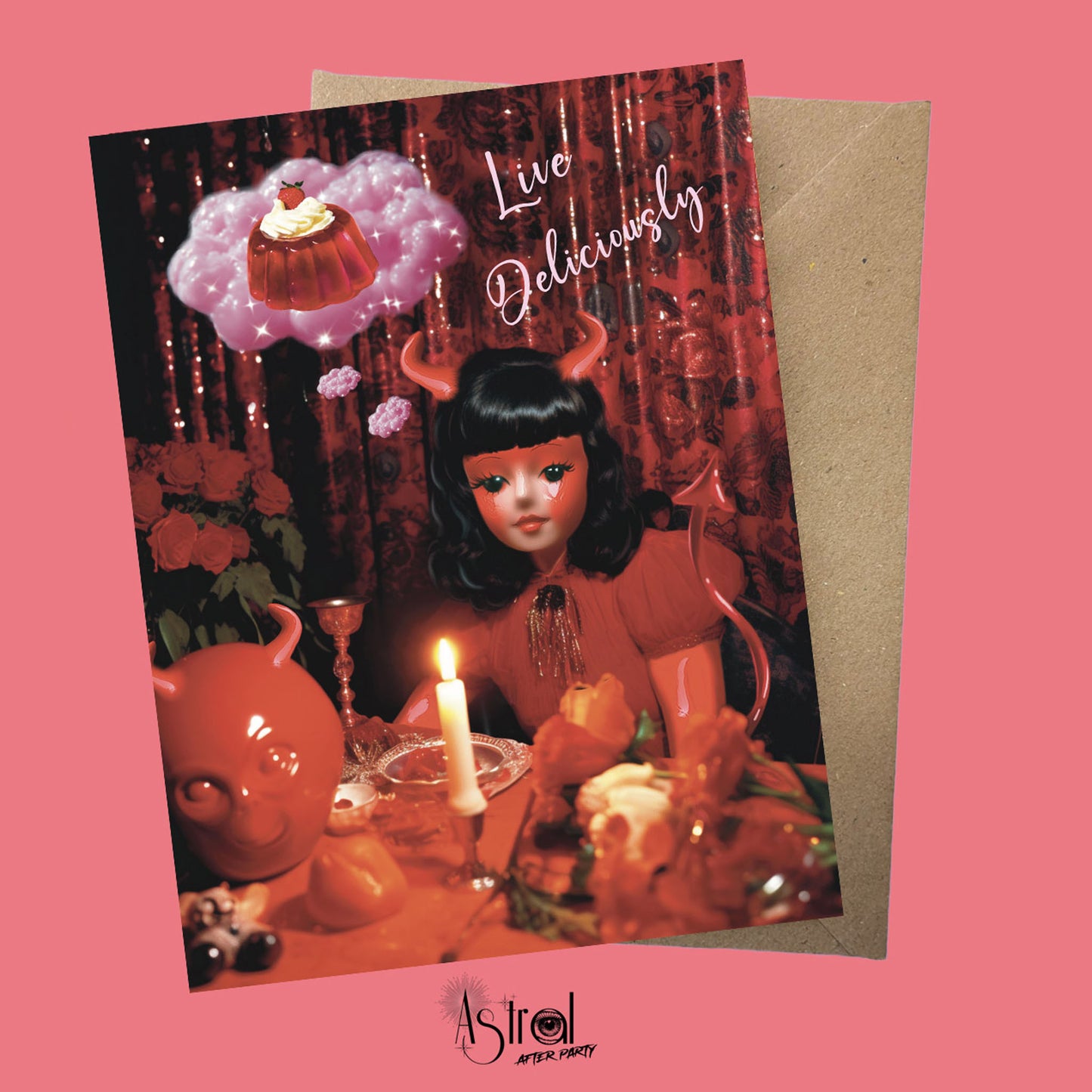 Glitter Devilette Greetings Card