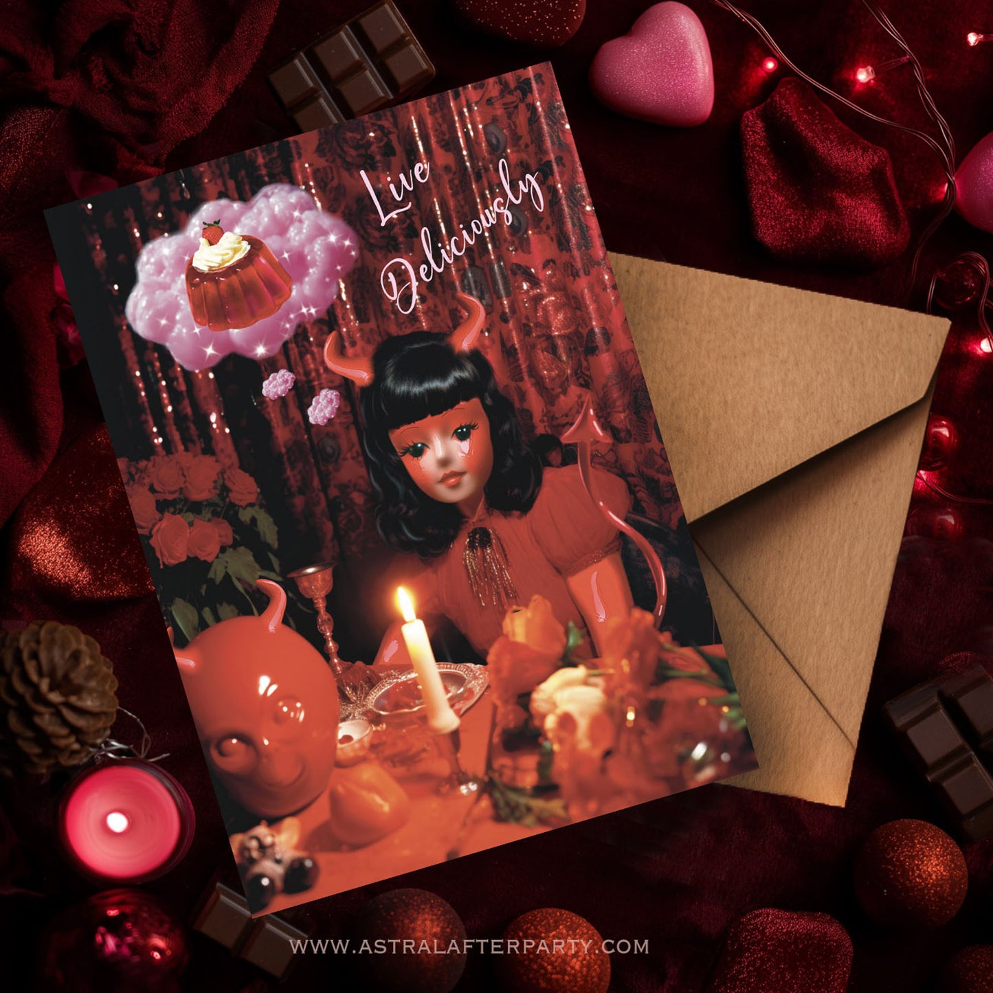 Glitter Devilette Greetings Card