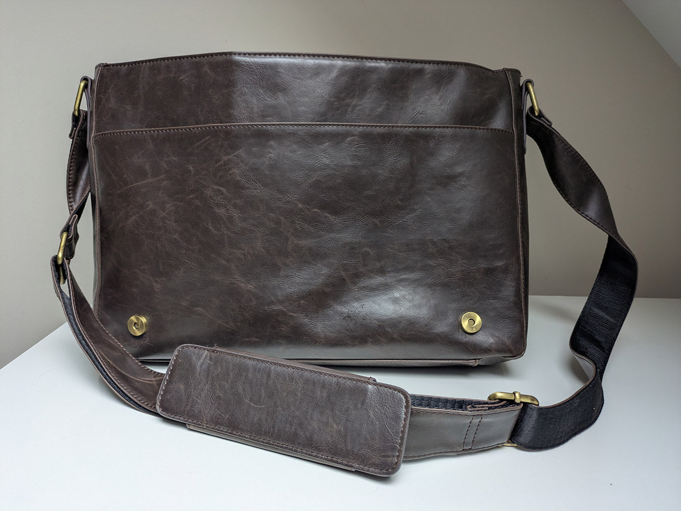 Hand-Painted Sun Faux Leather Messenger Bag: Vintage Celestial Art