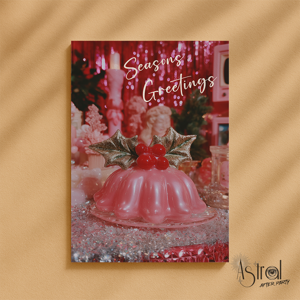 Retro Pink Dessert Christmas Card 1
