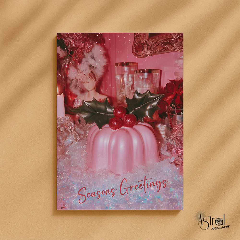 Retro Pink Dessert Christmas Card 2