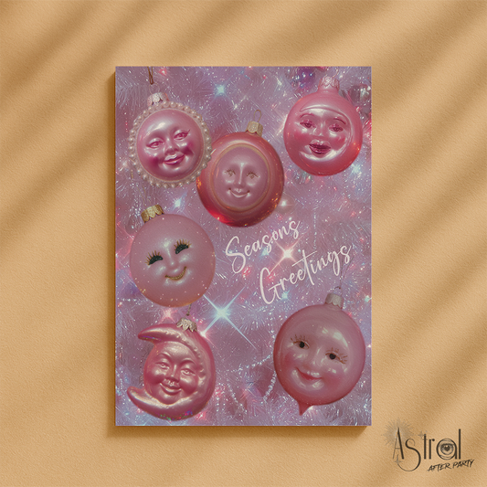 Retro Bauble Collage Christmas Card