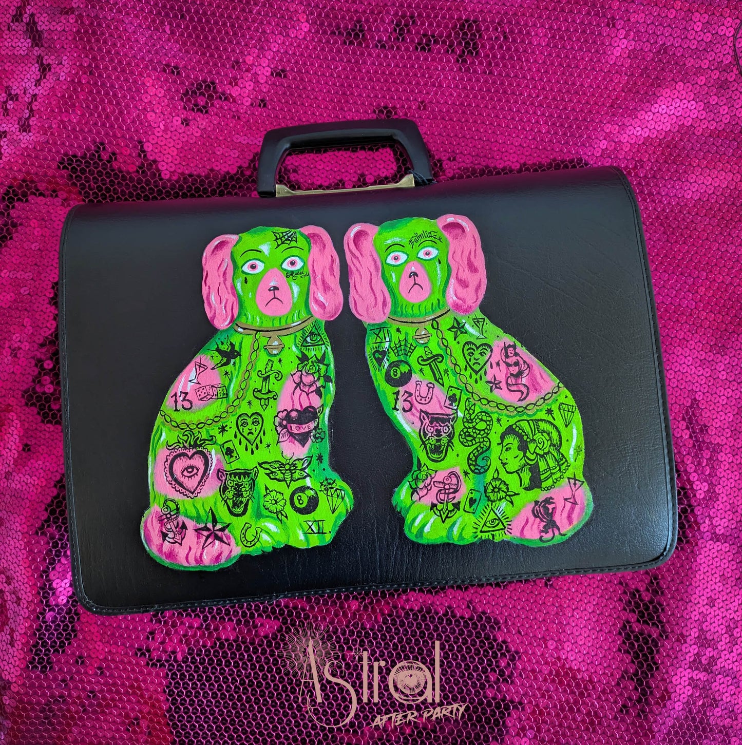 Neon Chintz Punk Dogs Briefcase